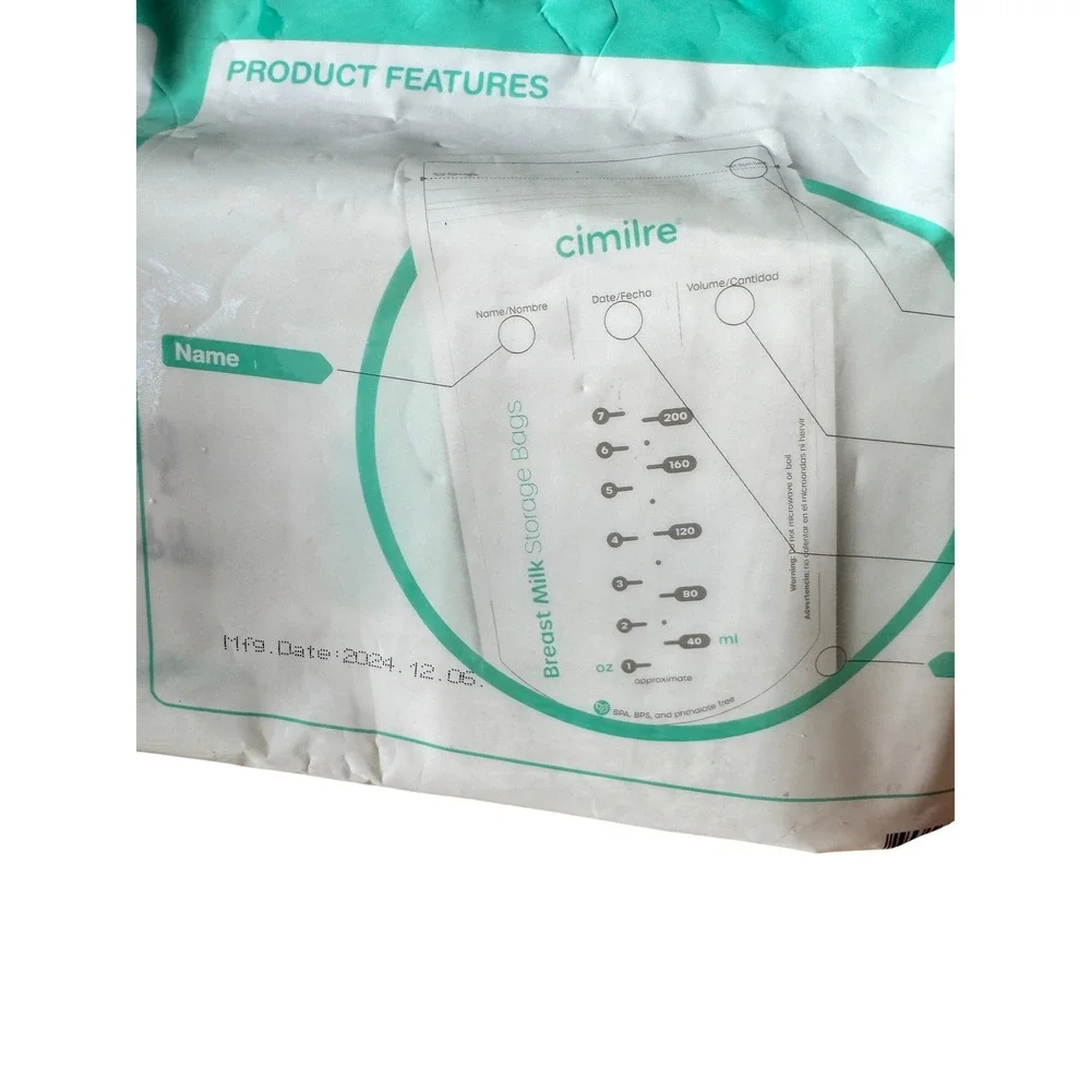 Cimilre‎ Breast Milk Storage Bags 120 BPA Free Double Zipper Leak Proof Freezer